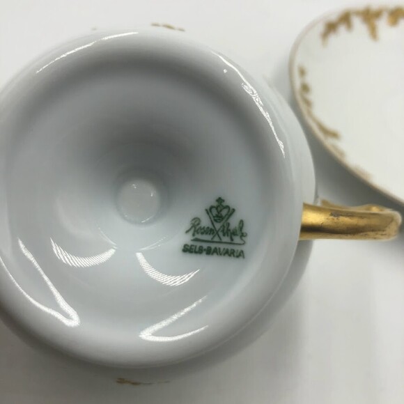 Vintage Rosenthale Tea Cup and Saucer Set Bavaria Two Handles Gold Trim - Picture 11 of 14